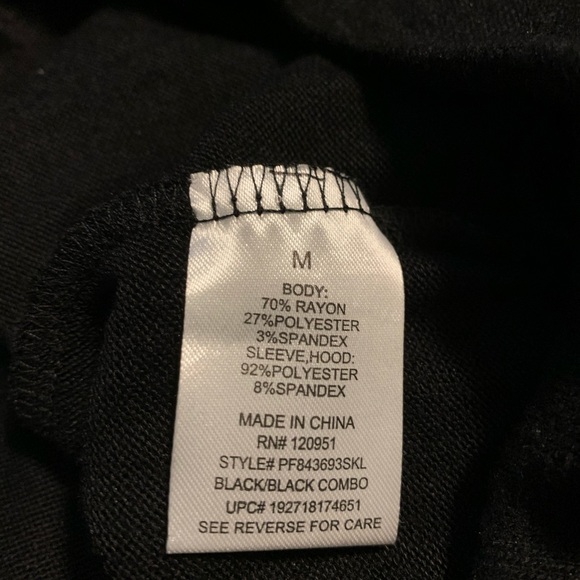 Pink Republic Black Crushed Velour Hoodie Sleeves Knit Top NWT - Picture 9 of 9